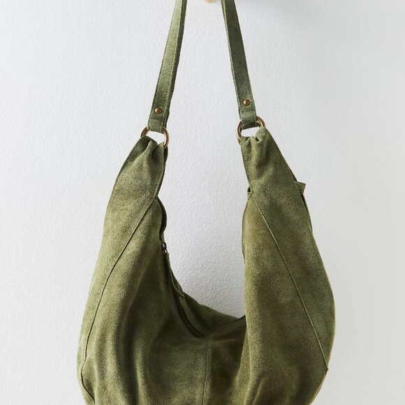 Free People Roma Suede Tote Bag Olive Moss - Picture 1 of 8